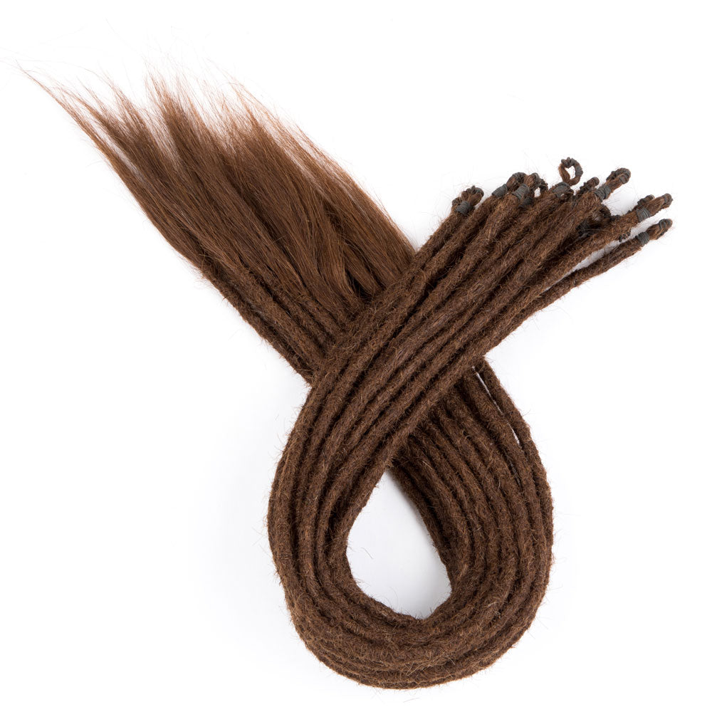 Extensions de dreadlocks droites pré-bouclées 100 % cheveux humains (16-24 pouces)