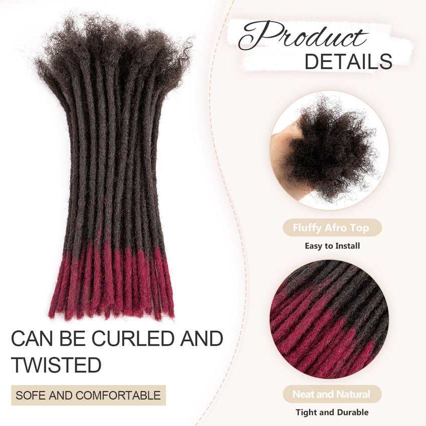 #T1B/Bug Tips Color Human Hair Dreadlocks Extensions Handmade Locs For Men and Women 0.4cm-0.6cm Thickness