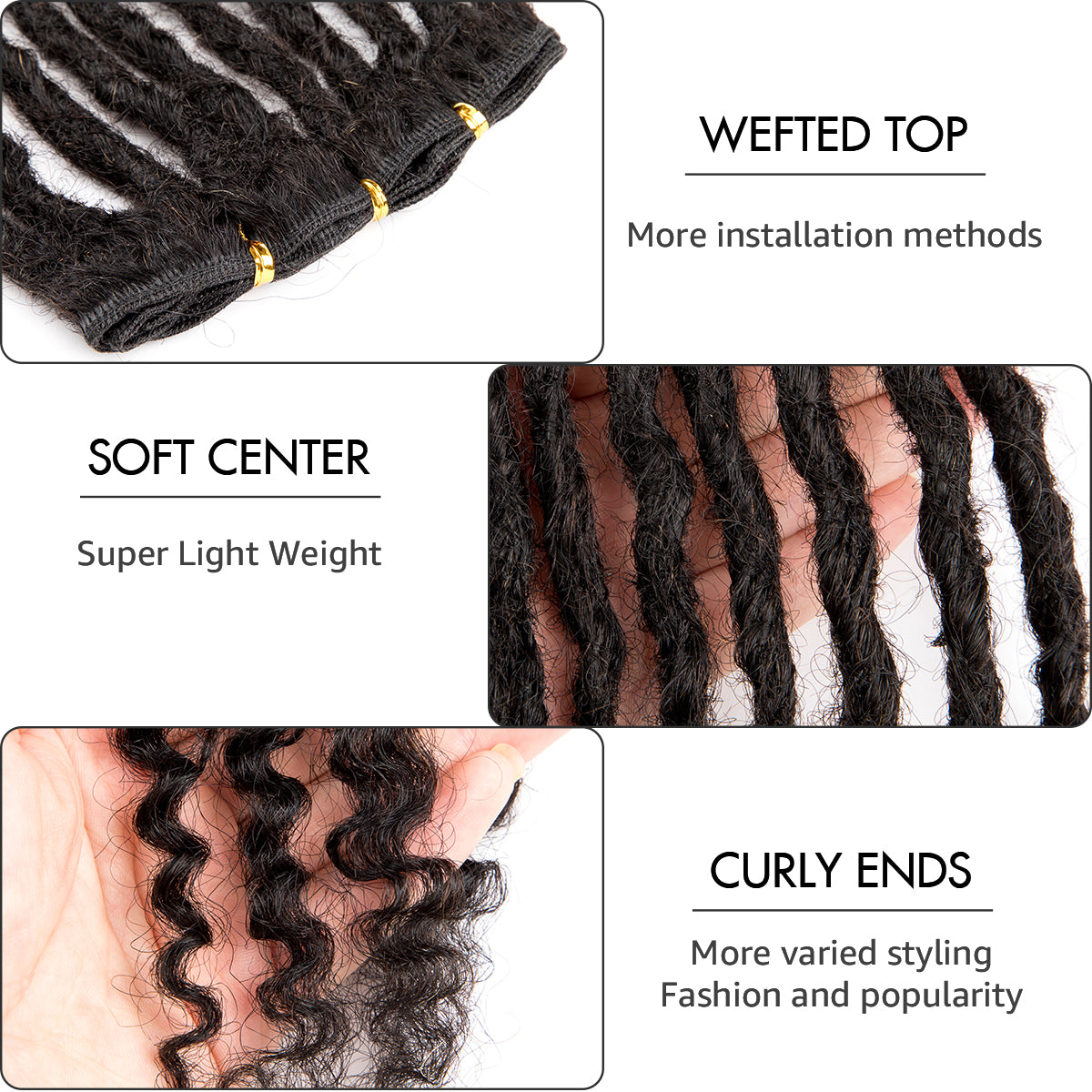 Extensions de cheveux humains Dreadlocks Freego extrémités bouclées faites à la main dreads permanentes Locs Extensions de cheveux