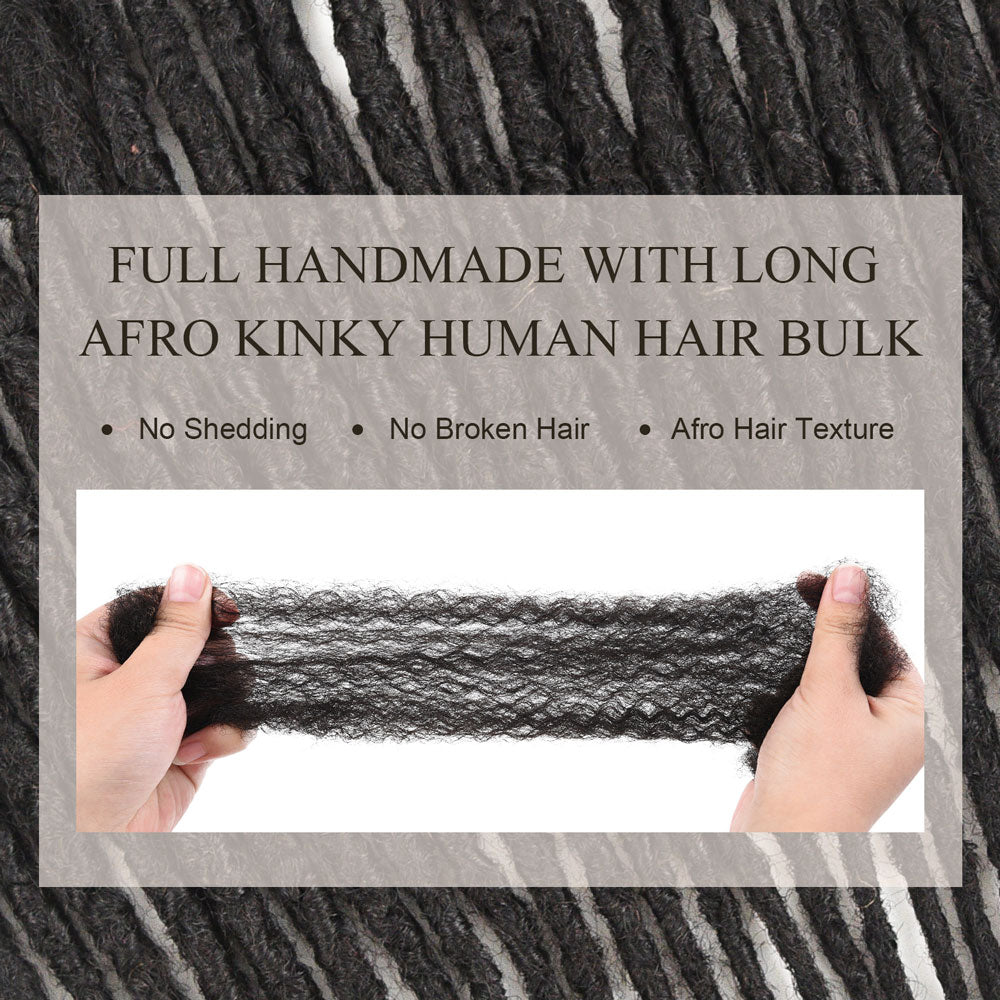 Interlocking Locs 100% Real Human Hair Loc Extensions, Whole long hair, Full Handmade natural black