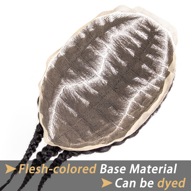 Cornrow Braids Toupee 8x10 inches Natural Black Human Hair Base unit with Transparent Lace
