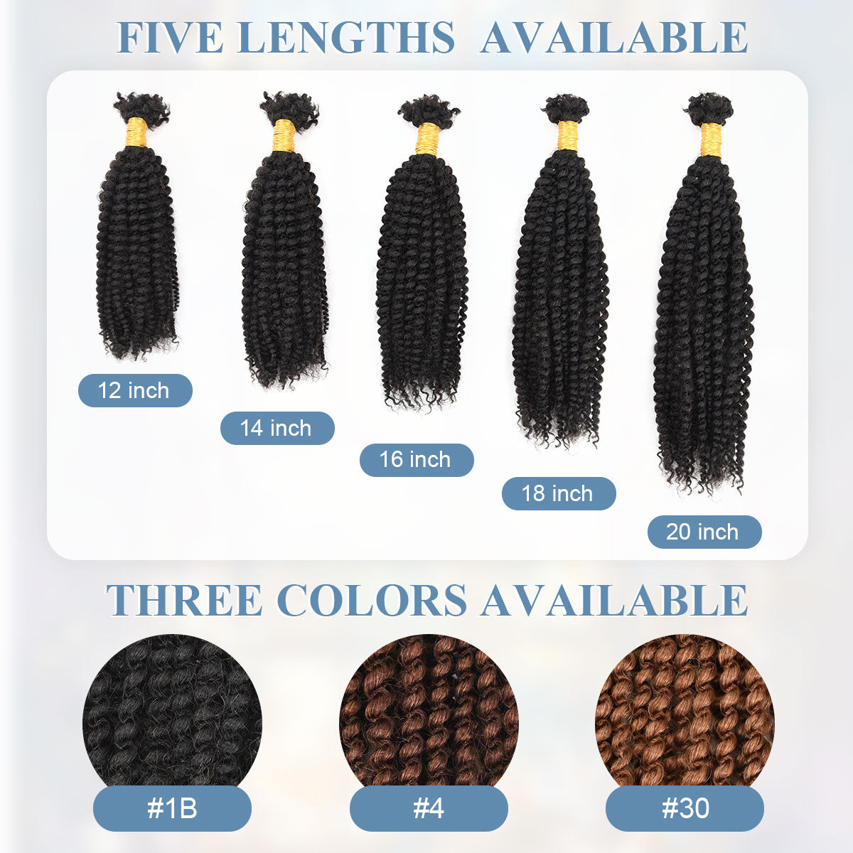 Afro Kinky V Bulk Human Hair For Twist Crochet Braiding Hair 12-20 Inch Natural Black