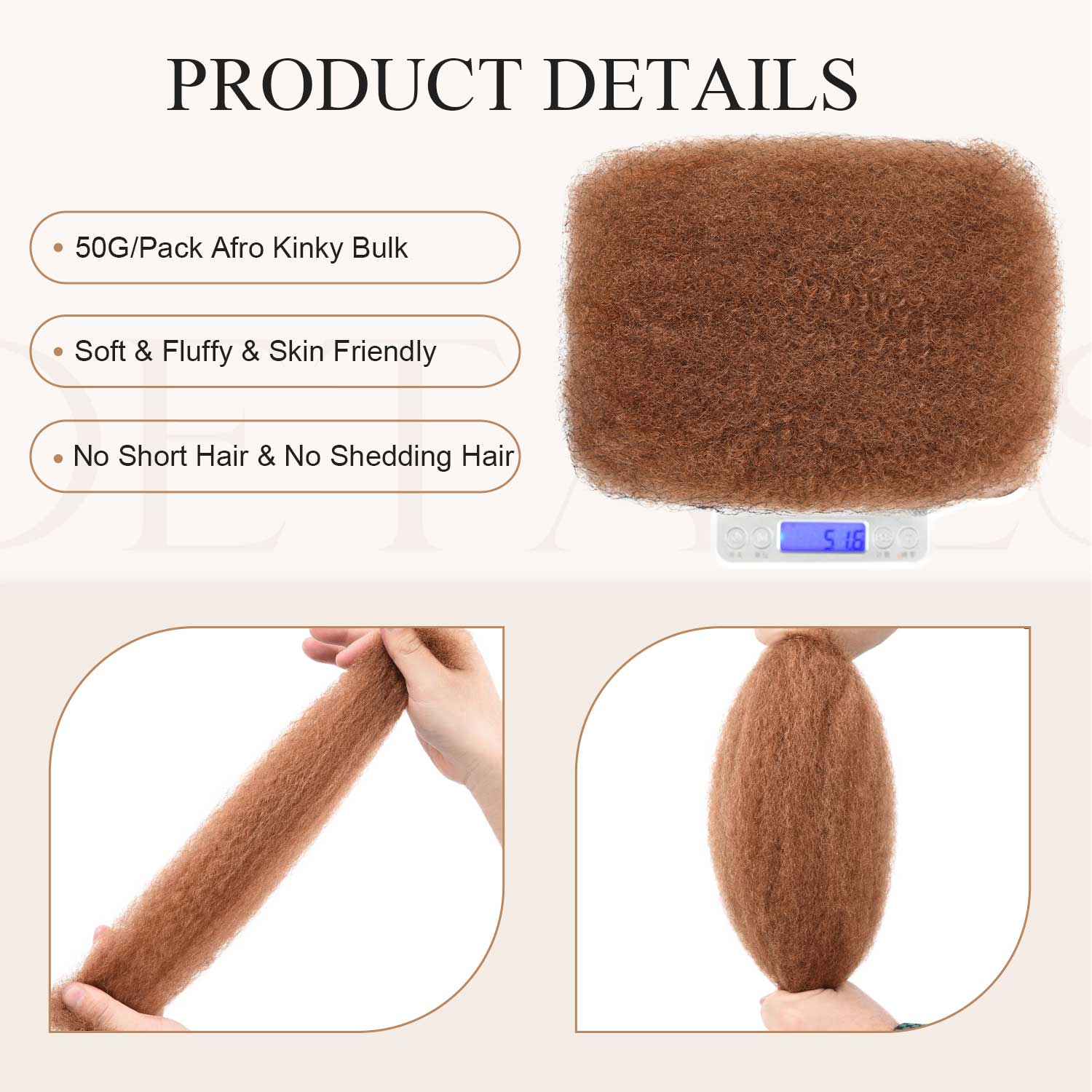 #30 Afro Kinky Bulk Human Hair for Dreadlocks/Braids/Twists/Repair Locs