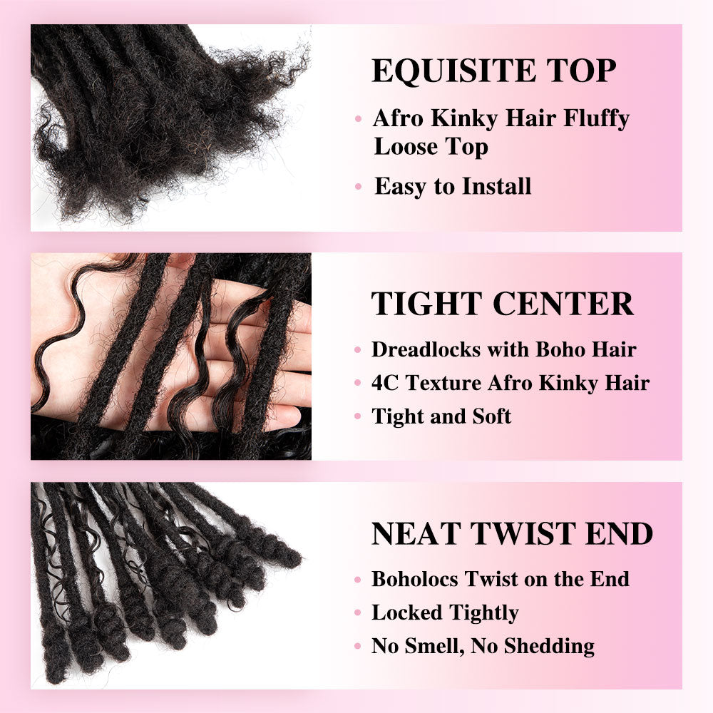 0.6 cm Human Hair Dreadlocks with Twist Ends Boho locs Human Hair Handmade Dreadlock Extensions Natural Black Color