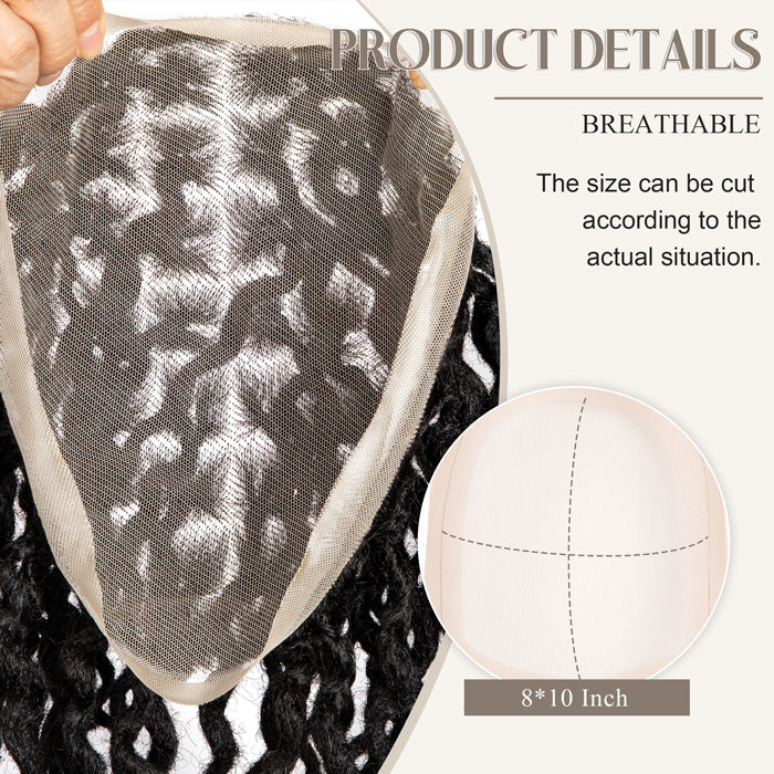 Curly Dreadlocks Toupee Wave locs Base Unit 100% Human Hair 8x10inch