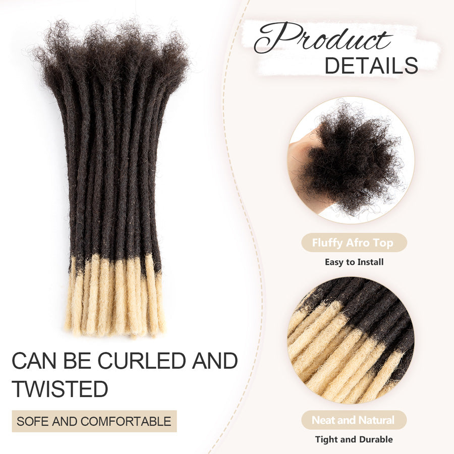 #T1B/613 Blonde Tips Color Human Hair Dreadlocks Extensions Handmade Locs For Men and Women 0.4cm-0.6cm Thickness