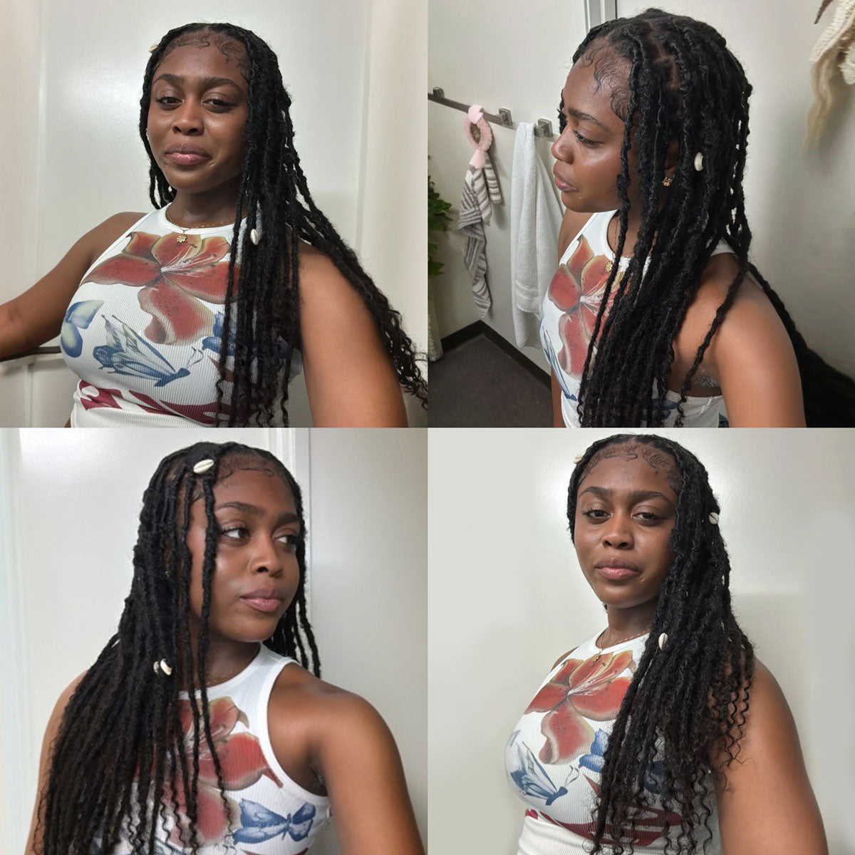 Human Hair Loc Extensions with Curly Ends, Weft Locs,Full Handmade Whole Long Hair Production