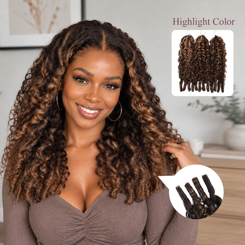 Highlight Burmese Curly Crochet Hair Feather Human Hair Extension