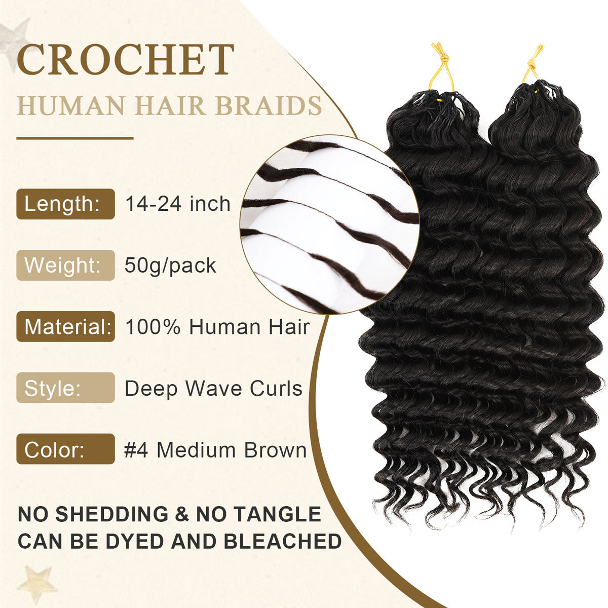 Deep Wave Crochet Hair Natural Black Feather Human Hair Extension
