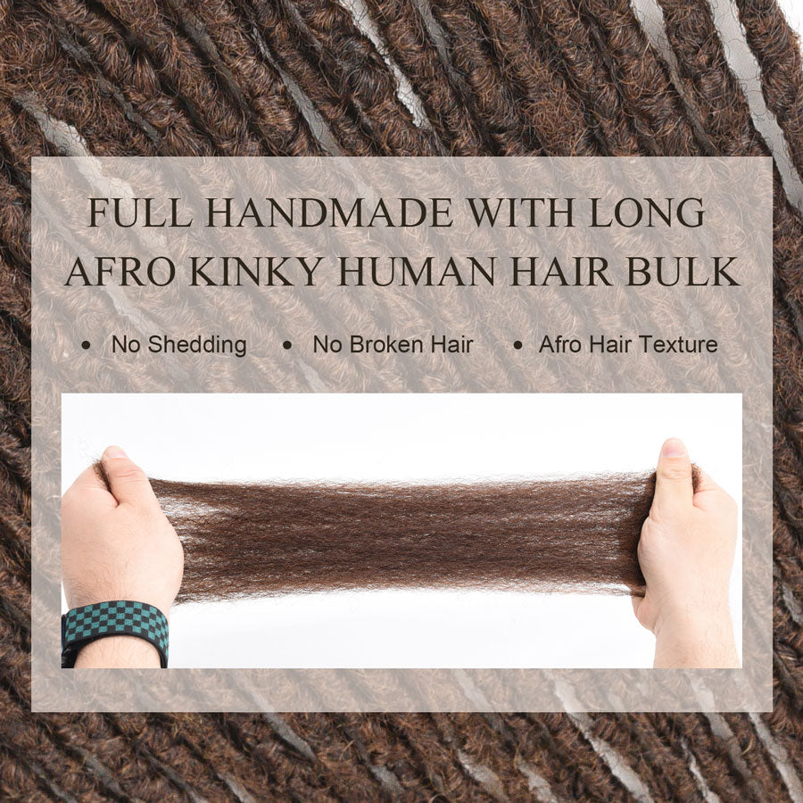 #4 Dark Brown Interlocking Locs 100% Real Human Hair Loc Extensions, Whole long hair, Full Handmade