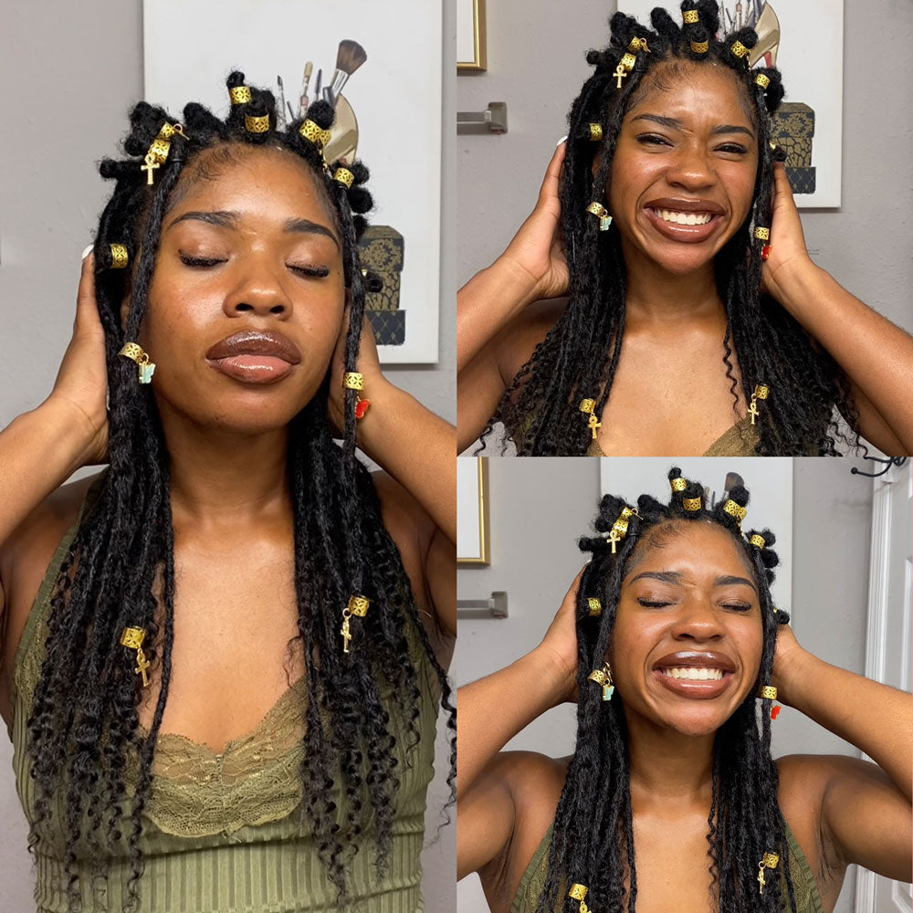 Human Hair Loc Extensions with Curly Ends, Weft Locs,Full Handmade Whole Long Hair Production