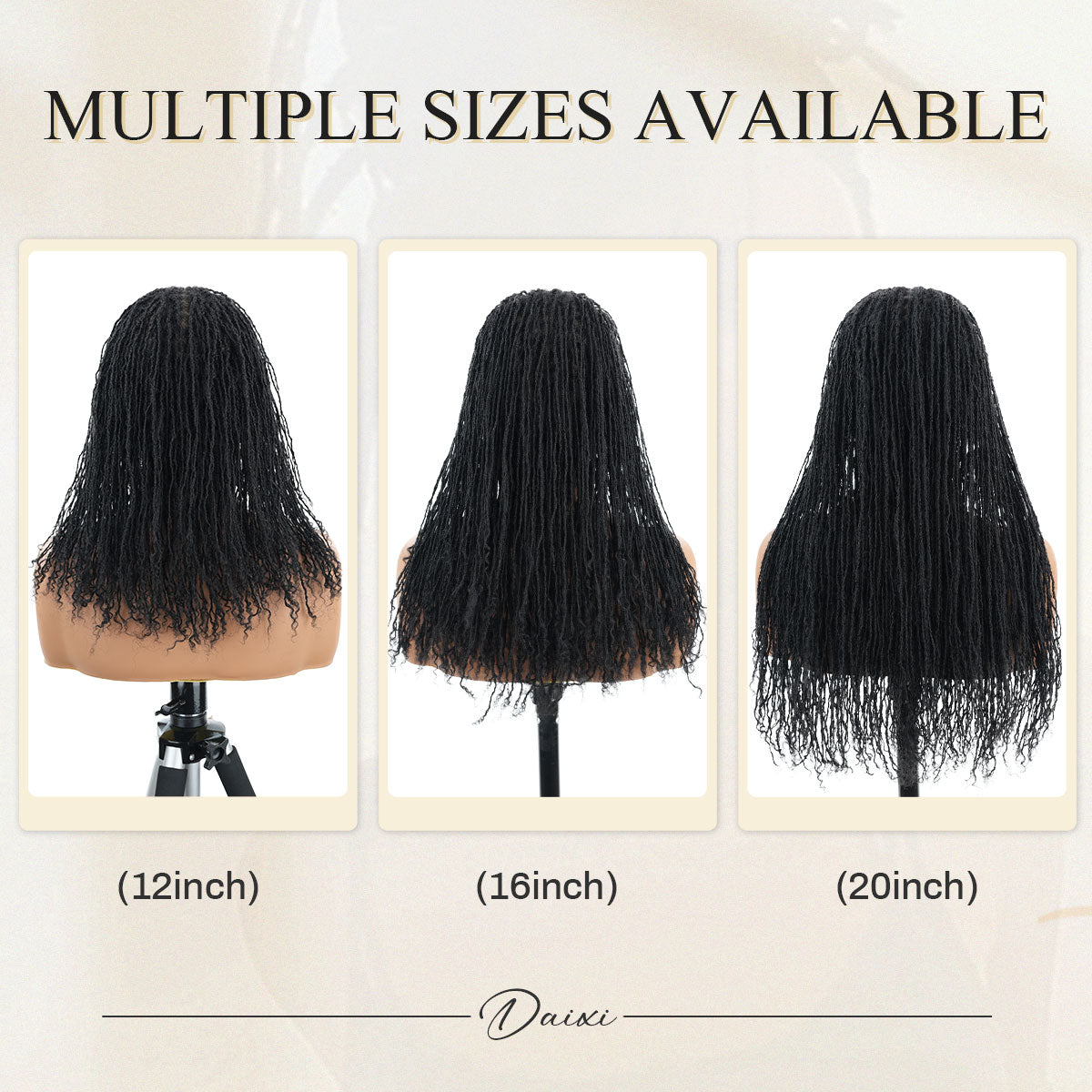 Black human hair sister locs full lace wig in 12, 16, and 20 inch lengths