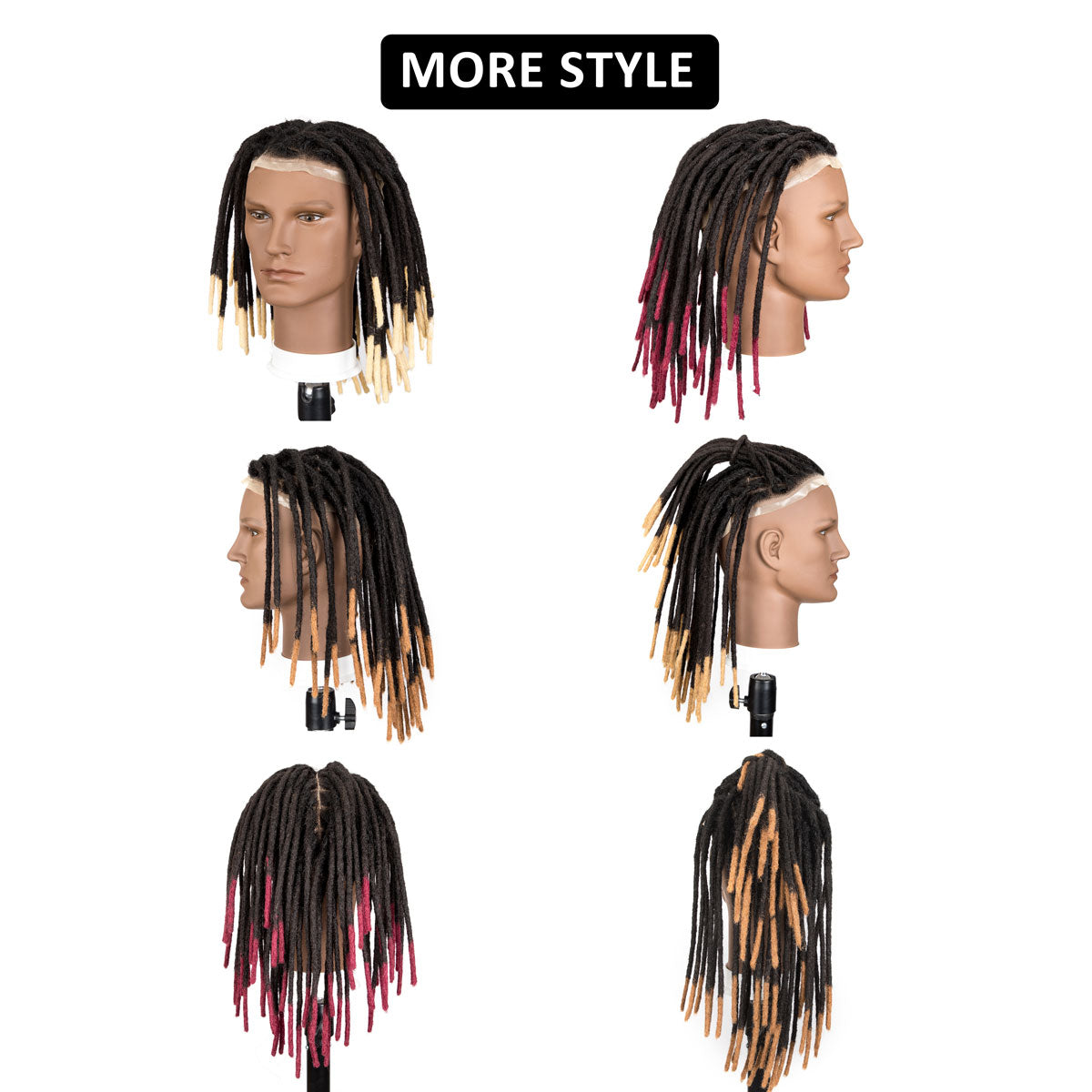 Unité de Base Afro Dreadlocks toupet Afro locs pour hommes noirs, tissage de cheveux 100% naturels, 8x10 pouces avec dentelle transparente