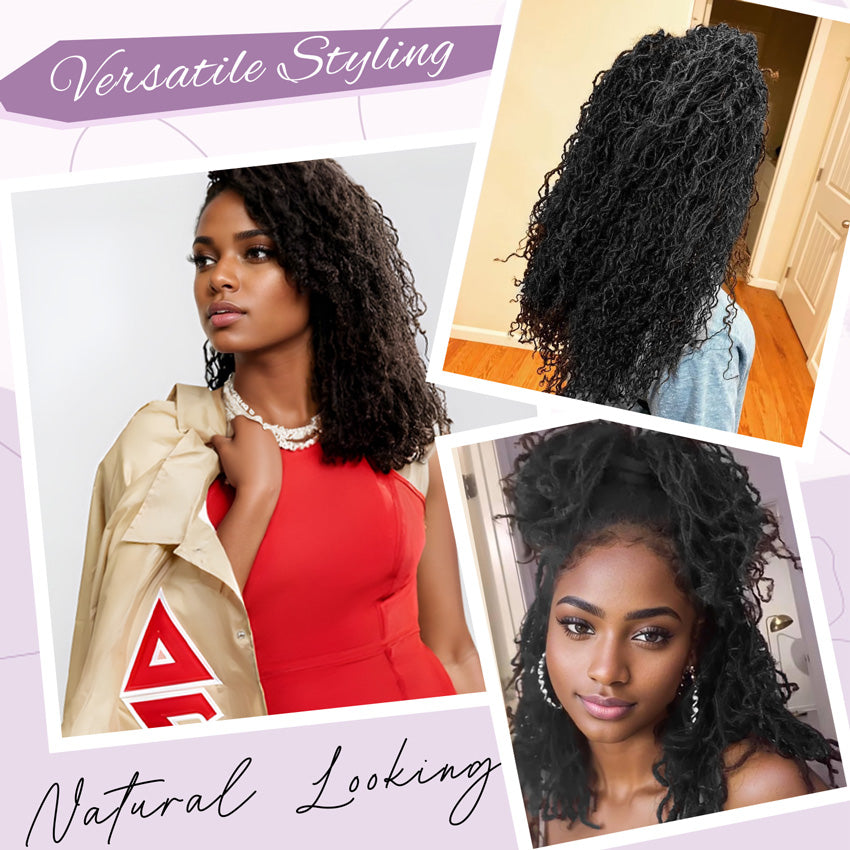 Sister Locs Interlocked with Curly Ends 100% Real Human Hair Loc Extensions, Full Handmade Natural Black