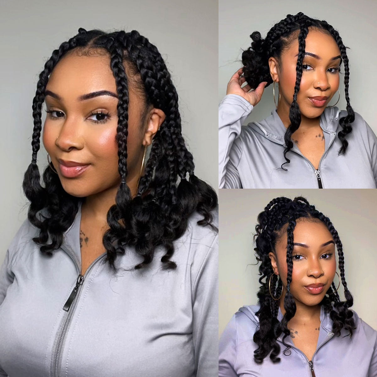 Pre-stretched kinky straight human braiding hair extensions with soft wavy ends