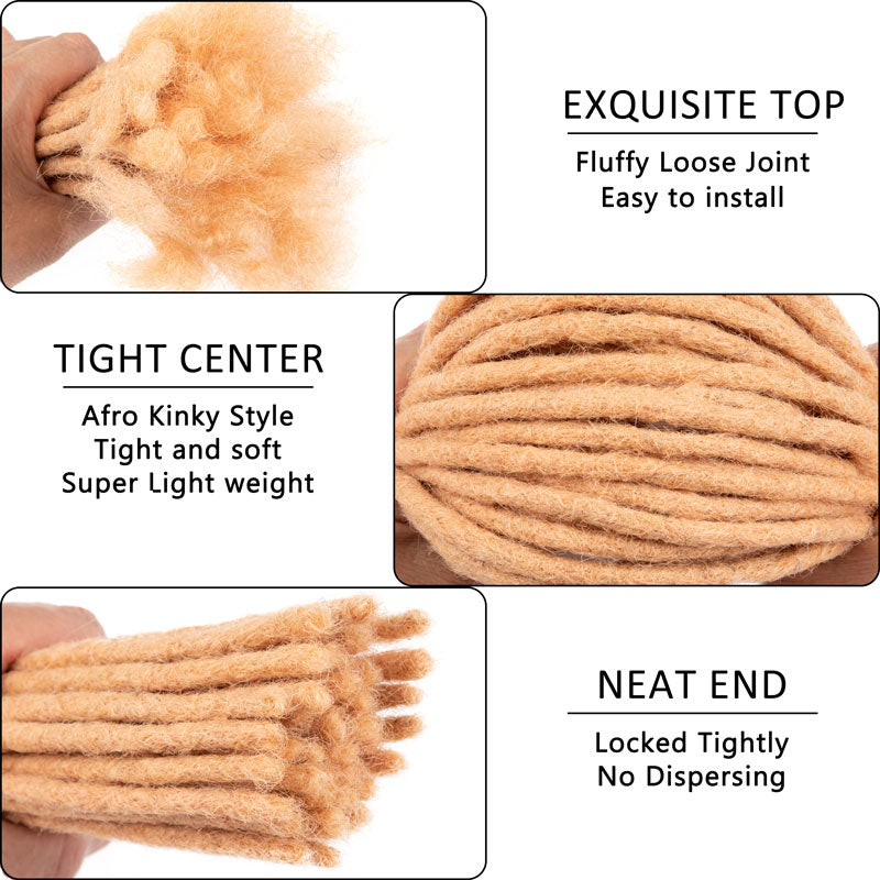 #Rose Rose Dreads Extensions de cheveux humains Dreadlocks 8 pouces Locs cheveux 0,6 cm