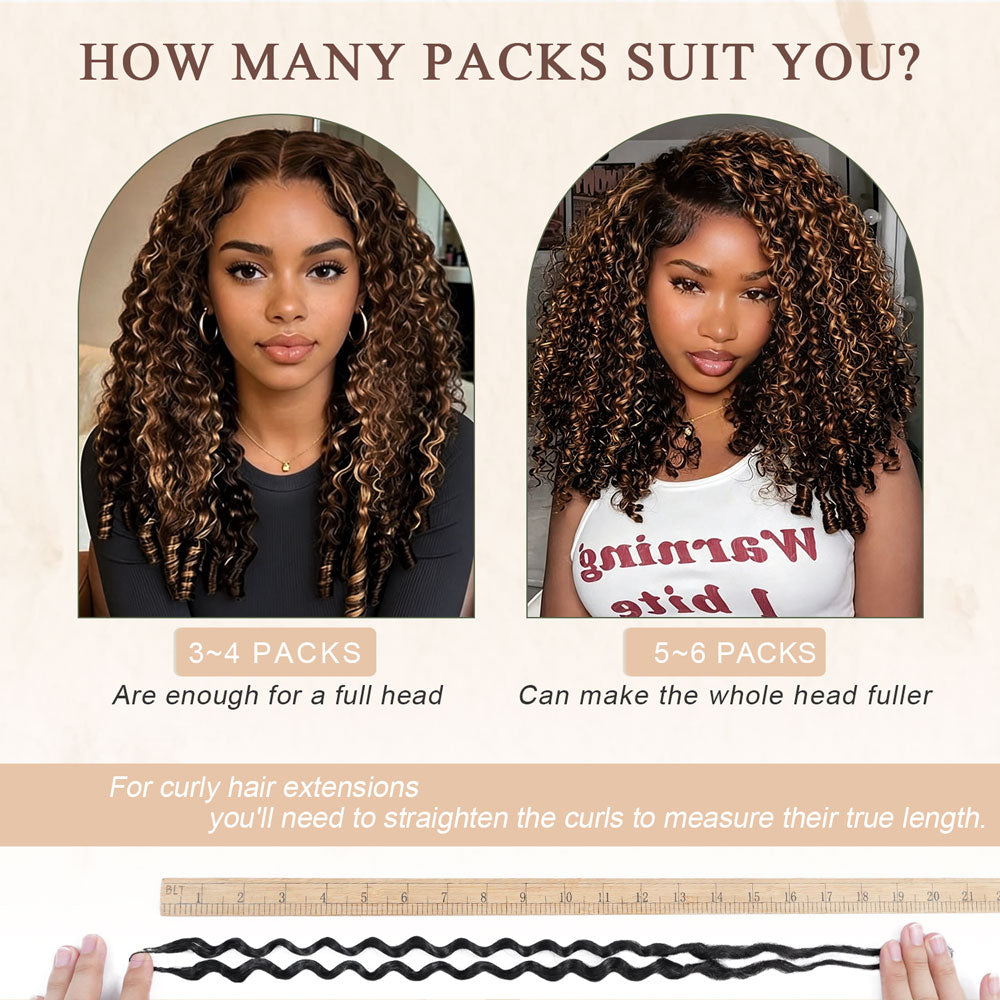 Highlight Burmese Curly Crochet Hair Feather Human Hair Extension