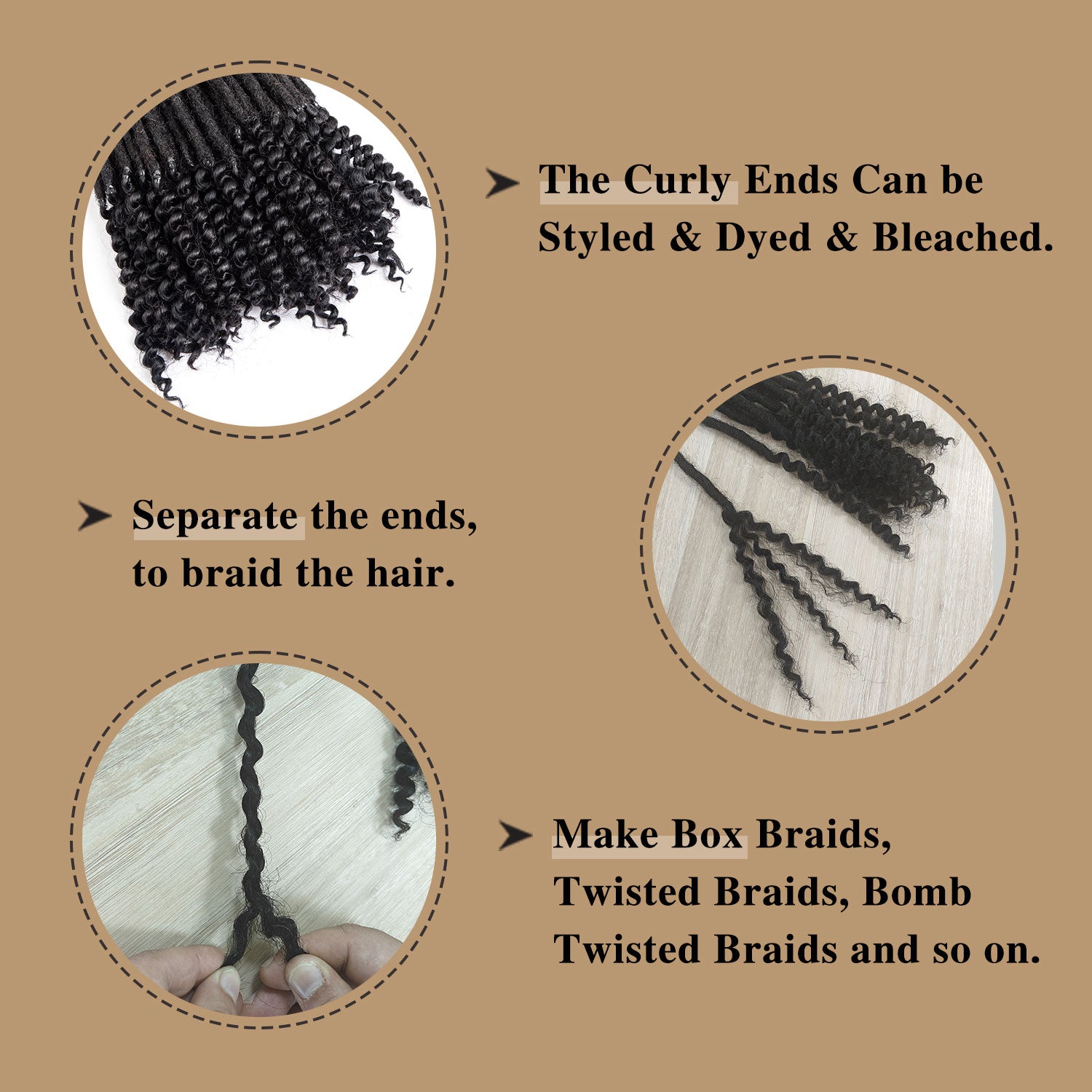 0.6cm Human Hair Loc Extensions with Curly Ends