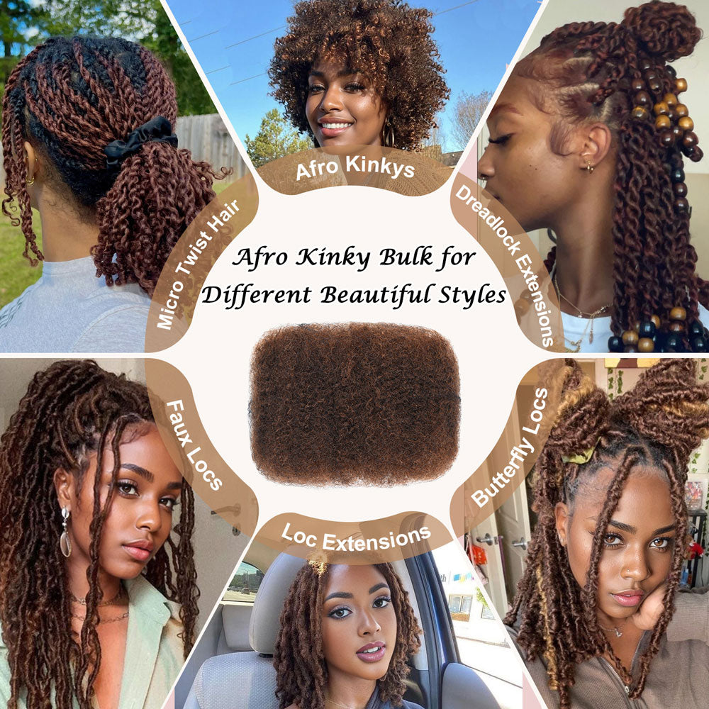 #4 Afro Kinky Bulk Human Hair for Dreadlocks/Braids/Twists/Repair Locs
