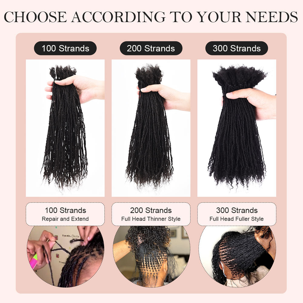 #4 Dark Brown Interlocking Sisterlocks Curly Tips 100% Real Micro Locs Extensions Human Hair, Full Handmade