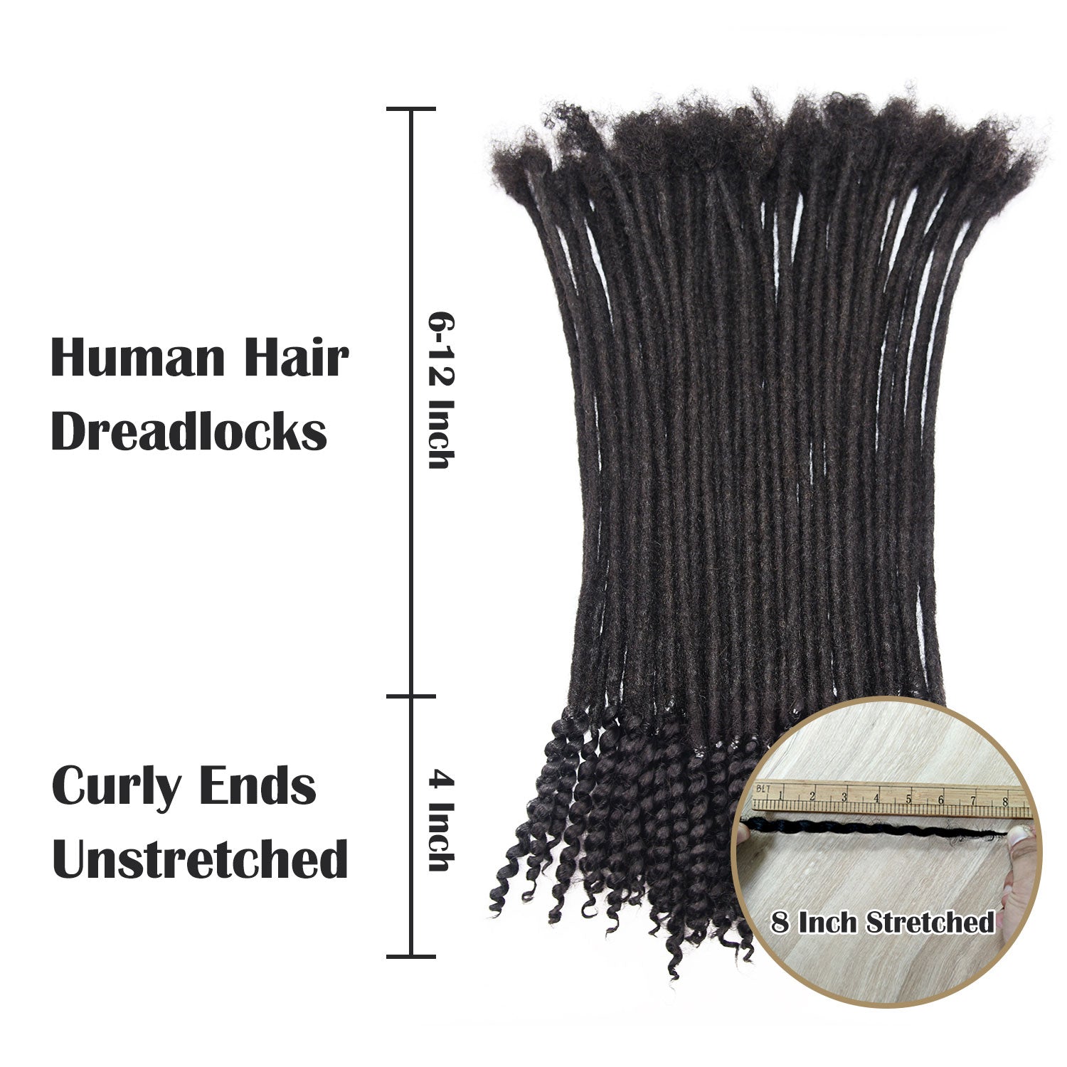 0.6cm Human Hair Loc Extensions with Curly Ends