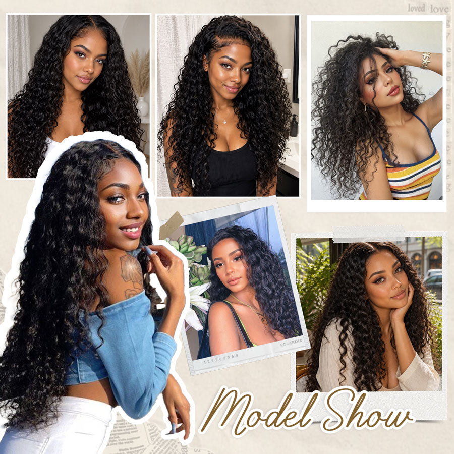Deep Wave Crochet Hair Natural Black Feather Human Hair Extension