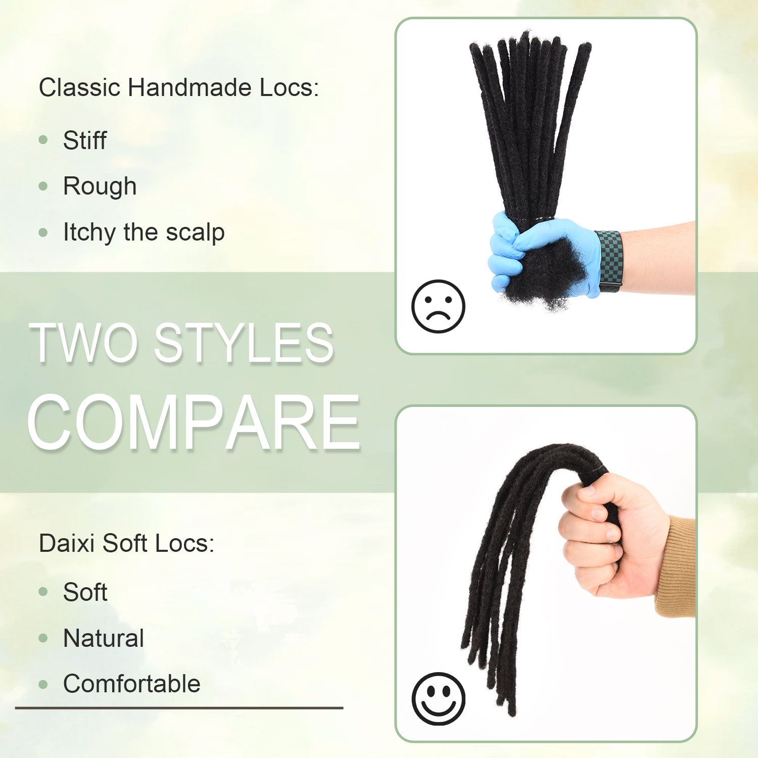 0.6cm Soft Locs 100% Human Hair Loc Extensions for Black Men and Women, Lightweight, Natural Black