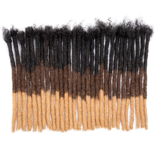 Ombre human hair dreadlocks extensions, black to brown to blonde, handmade, 0.8cm thick locs.