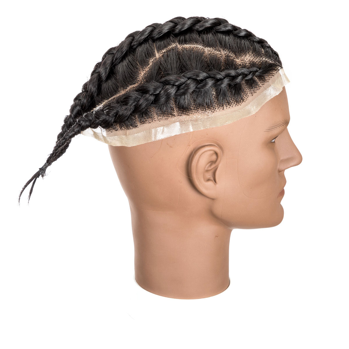 Cornrow Braids Toupee 8x10 inches Natural Black Human Hair Base unit with Transparent Lace