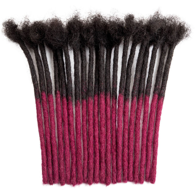 T1B/Bug ombre burgundy human hair dreadlocks, 0.8cm thick handmade locs for women & men.