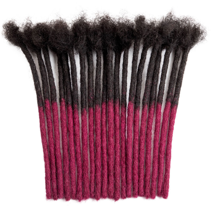 #T1B/Bug Ombre Burgundy Color Human Hair Dreadlocks Extensions Handmade Locs For Men and Women 0.8cm Thickness