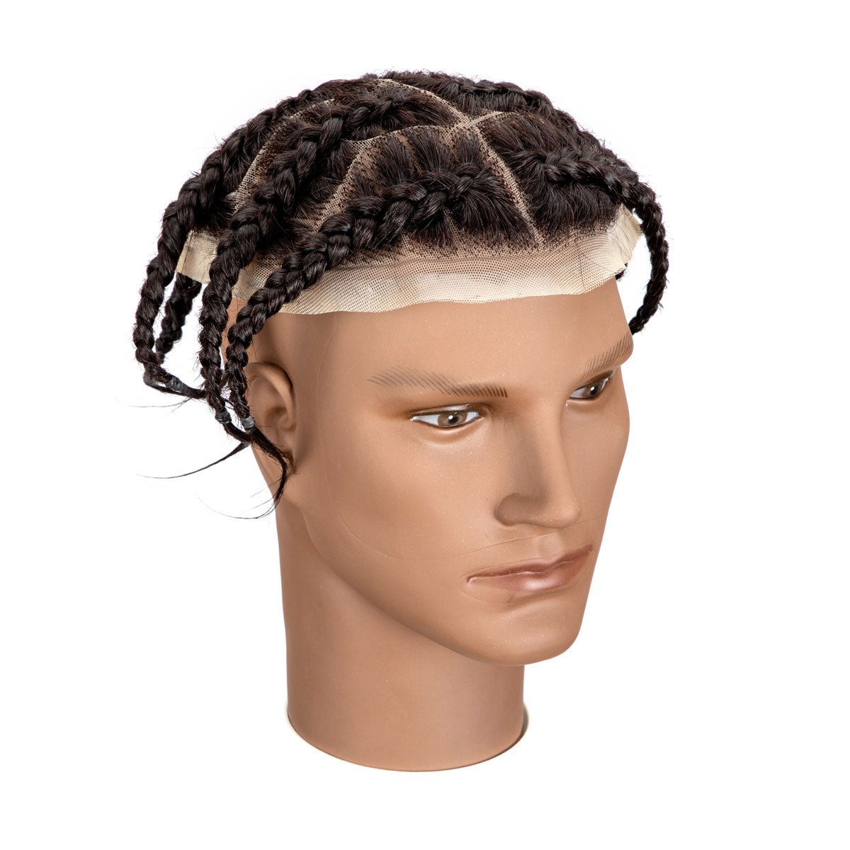 Cornrow Braids Toupee 8x10 inches Natural Black Human Hair Base unit with Transparent Lace