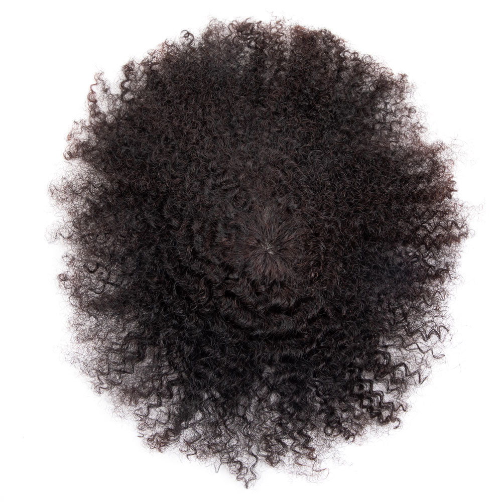 Afro Hair Toupee 4-6mm Curl 100% Human Hair Base Unit Natural Black
