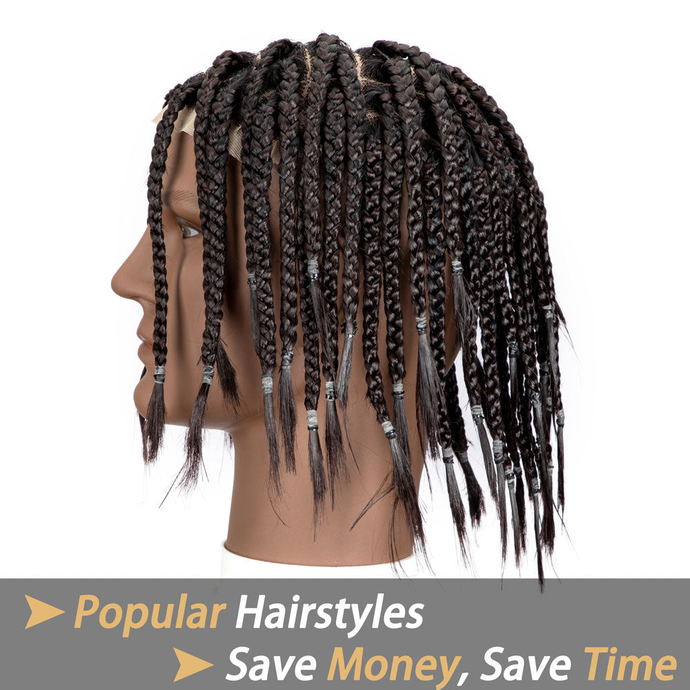 Afro Dreadlocks Toupee Afro locs Unité de base pour hommes noirs Unité de cheveux 100% cheveux humains 10x8 pouces avec dentelle transparente 1B # 10 pouces