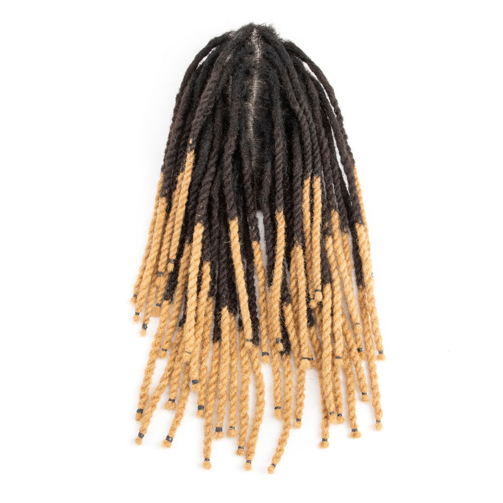 Two Strand Twist Dreadlocks Toupee Afro  Retwisting locs Base Unit For Black Men 100% Human Hair Weave Hair Unit 8x10inch with Transparent Lace