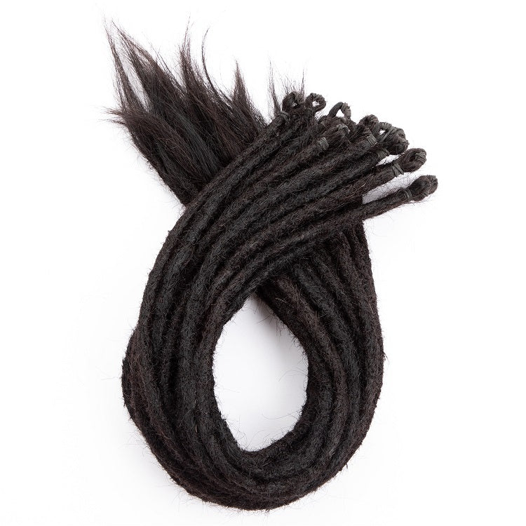 Extensions de dreadlocks droites pré-bouclées 100 % cheveux humains (16-24 pouces)