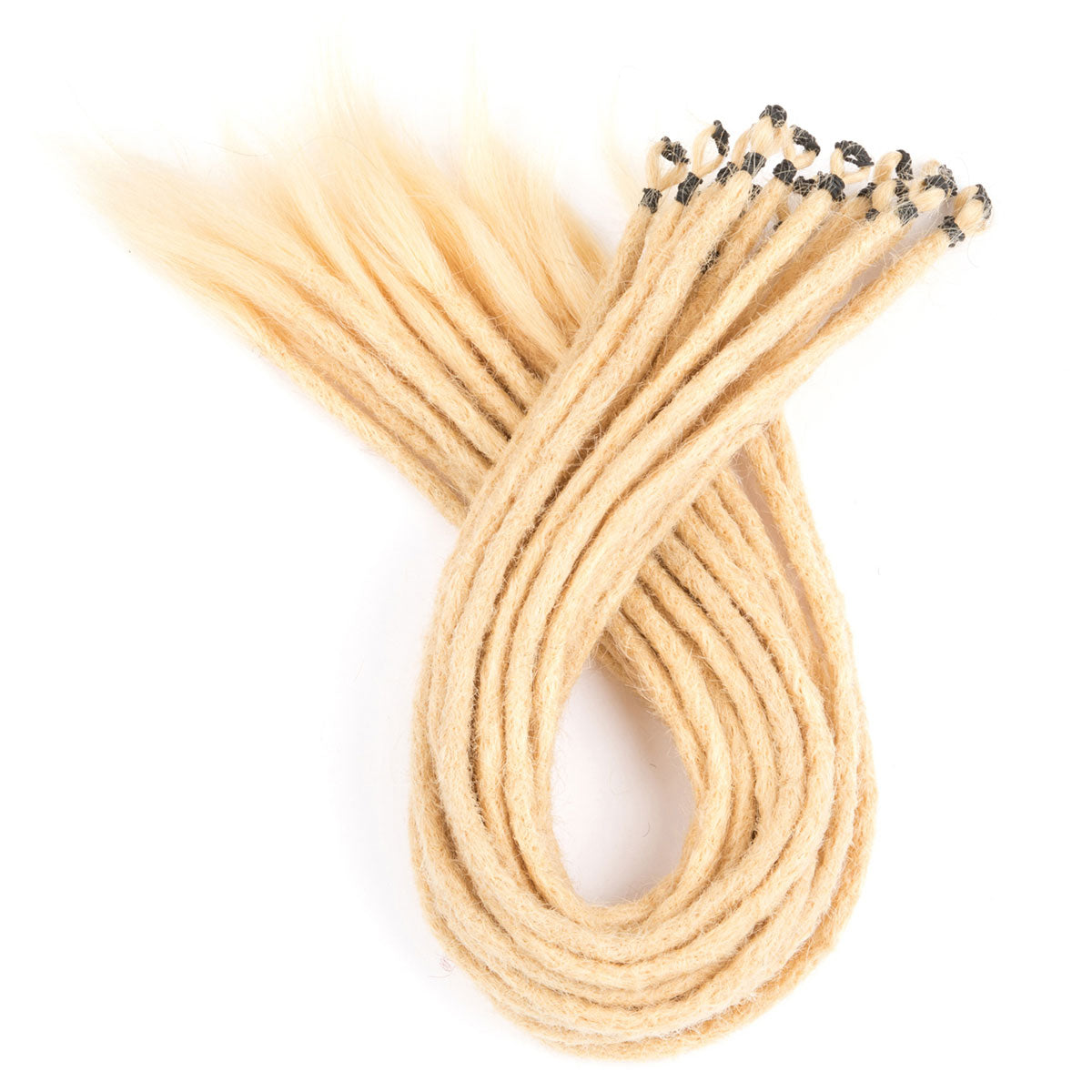 Pre-Looped Straight Human Hair Dreadlocks Extensions Single Ended Handmade Locs For Men and Women 0.6cm Thickness