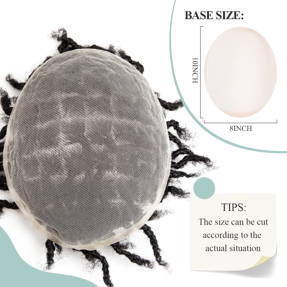 Interlocking Dreadlocks Toupee 100% Human Hair Base Unit For Black Men 8x10inch with Transparent Lace