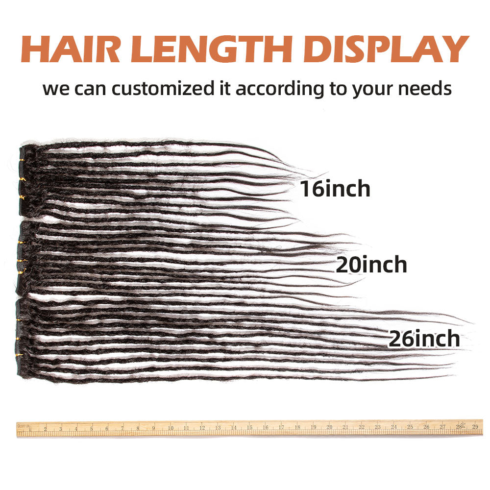 Straight Human Hair Dreadlocks Extensions Single Ended Handmade Locs For Men and Women 0.6cm Thickness