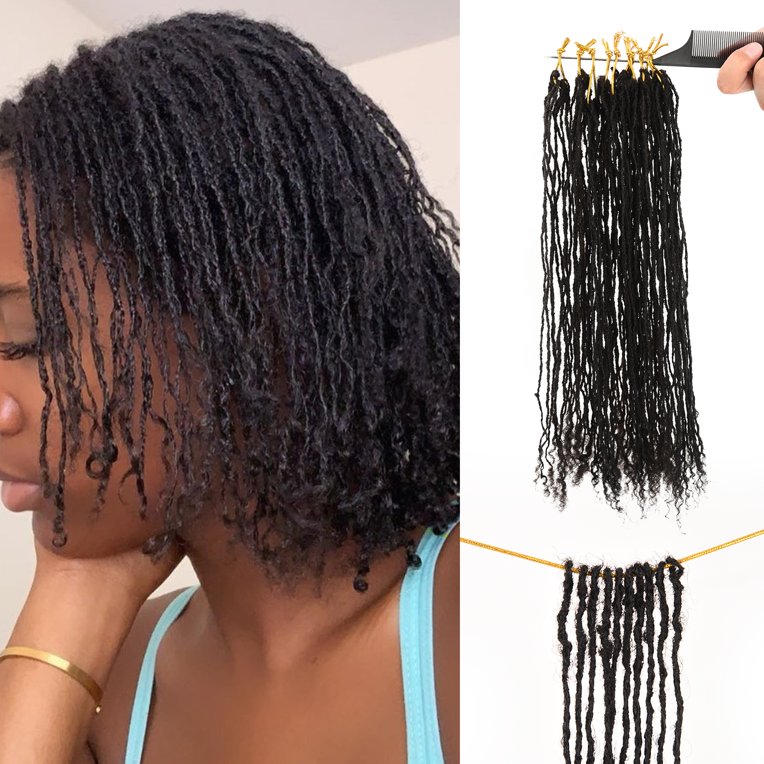 Pre-Looped Interlocking Sisterlocks Curly Tips 100οΌ
Real Micro Locs Extensions Human Hair, Full Handmade Natural Black