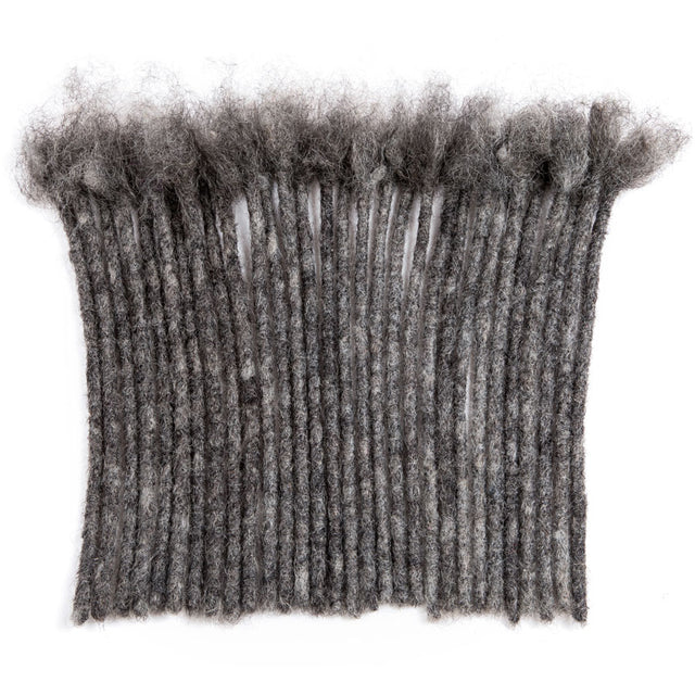 Salt and pepper human hair dreadlock extensions, handmade.