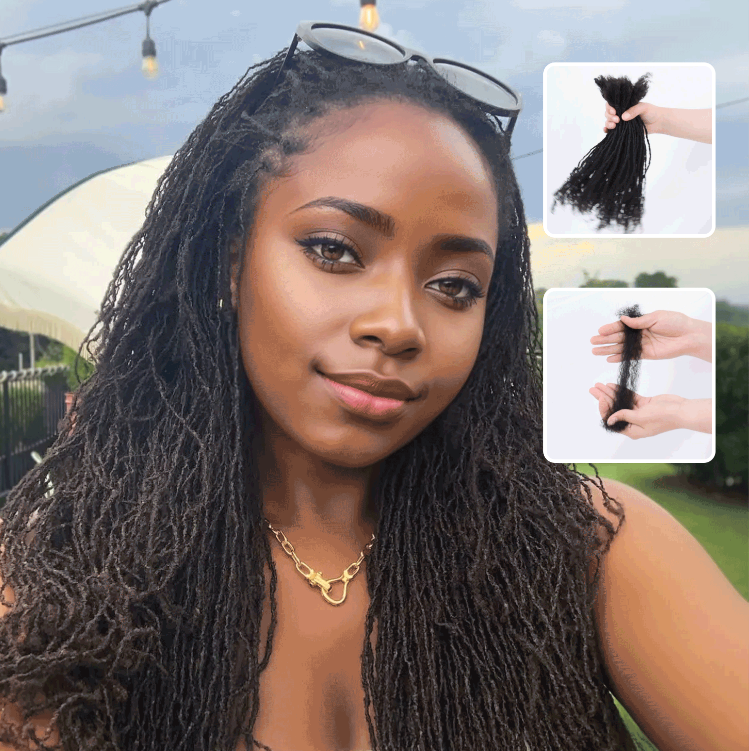 Sister Locs Interlocked 100% Real Human Hair Loc Extensions, Full Handmade Micro Locs with curly ends Natural Black