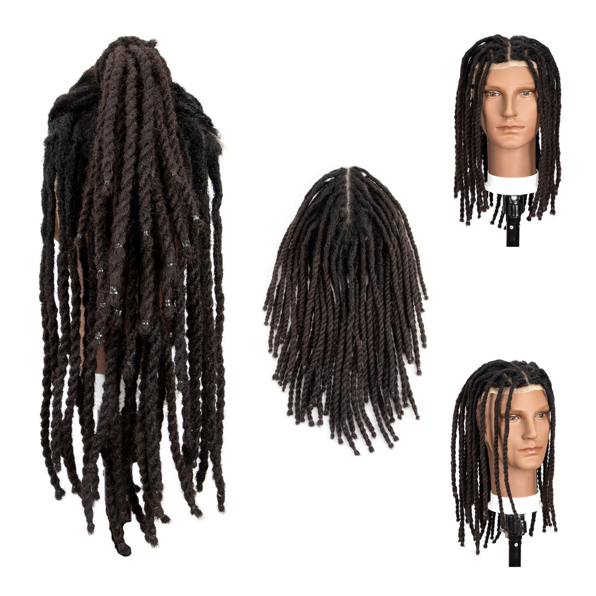 Deux brins Twist Dreadlocks Toupee Afro Retwisting Locs Unité de base pour hommes noirs 100 % cheveux humains Weave Hair Unit 8 x 10 pouces avec dentelle transparente