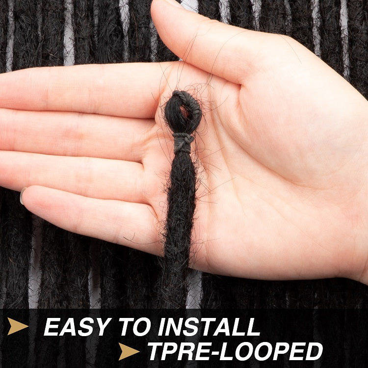 100% Human Hair Pre-Looped Straight Dreadlocks Extensions (16-24inch)