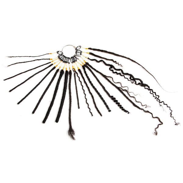 Daixi Dreadology Dreadlocks Styling Ring - Daixi Dreadology styling ring with diverse dreadlock samples for width and style comparison.