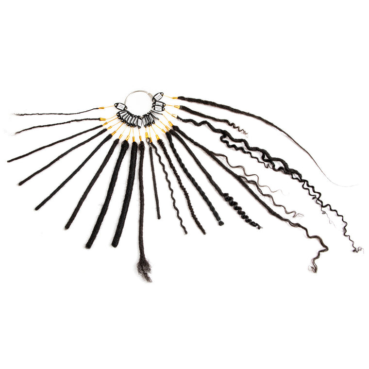 Daixi Dreadology Dreadlocks Styling Ring - Daixi Dreadology styling ring with diverse dreadlock samples for width and style comparison.