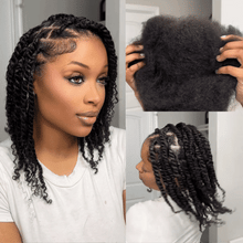 Afro Kinky Bulk Human Hair For Braiding Dreadlocks Hair 4C 8-22 Inch - Afro kinky bulk human hair, 4C texture, styled in braids for braiding and dreadlocks.
