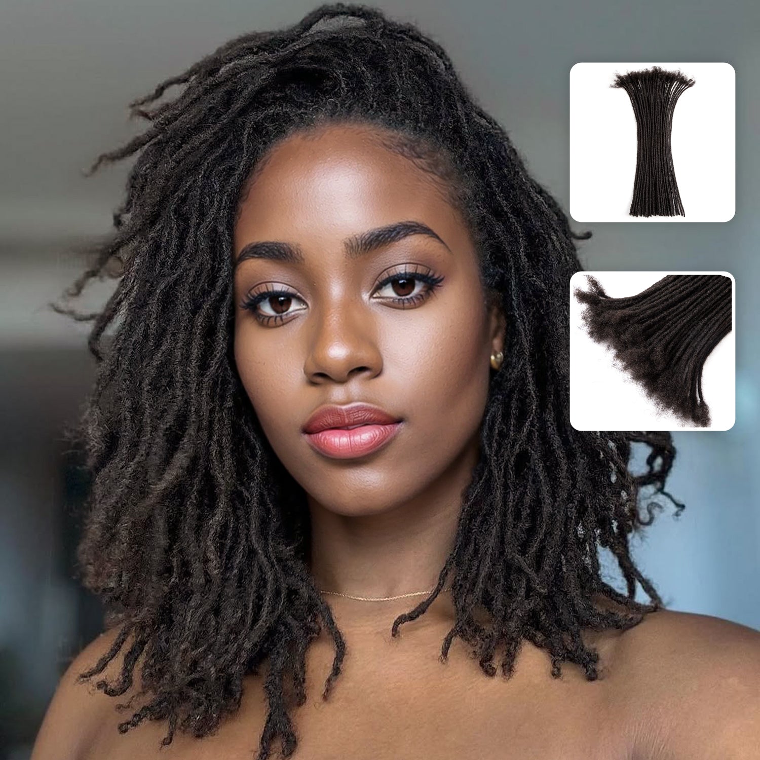 0.2cm Thickness Human Hair Dreadlocks Extensions Locs Hair Extensions For Men and Women 4-18 Inch