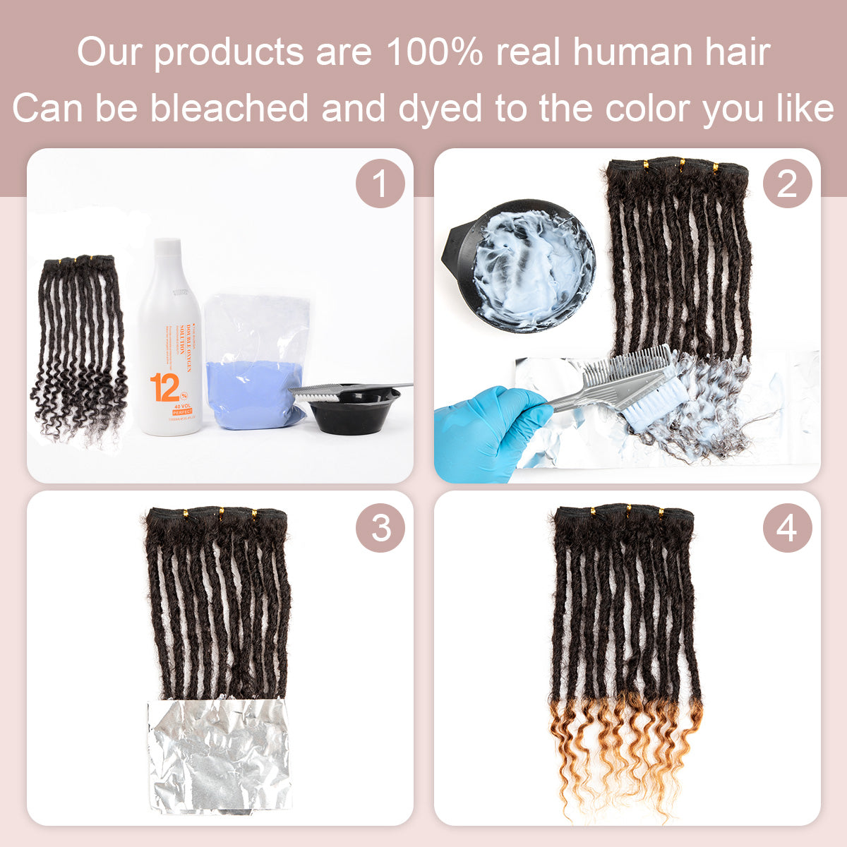 Straight Human Hair Dreadlocks Extensions Single Ended Handmade Locs For Men and Women