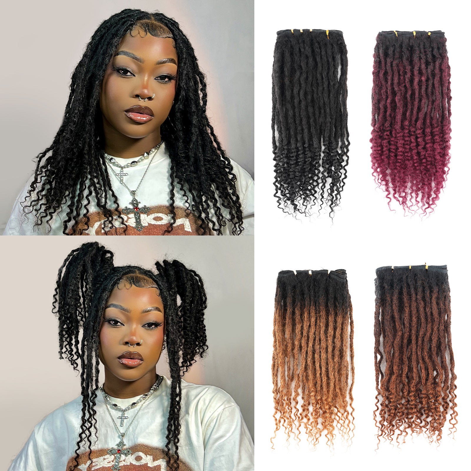 Freego Curly Ends Weft Human Hair Dreadlocks Extensions